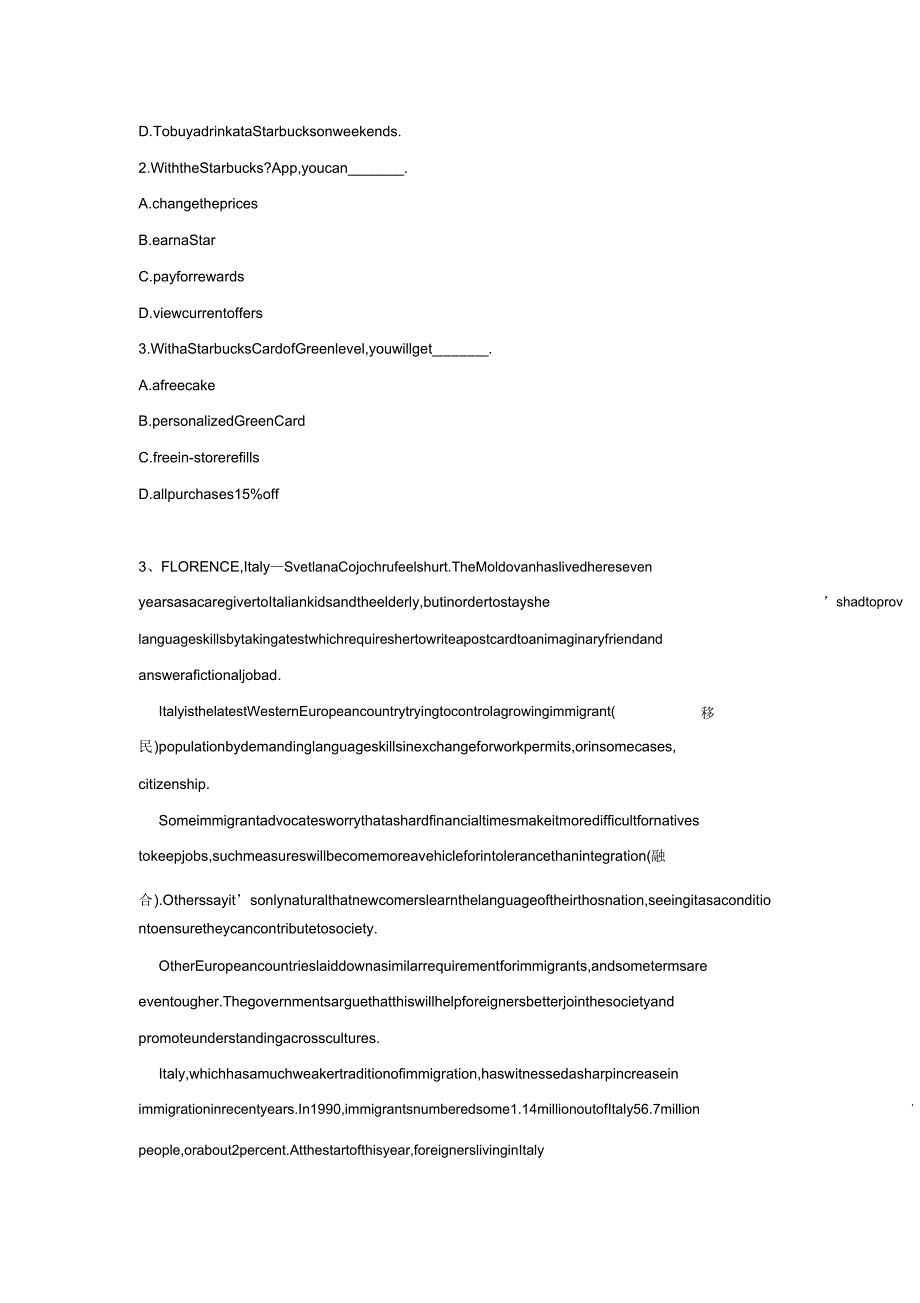 20192020学年新人教版高中英语专题练习必修2阅读理解七.doc_第4页