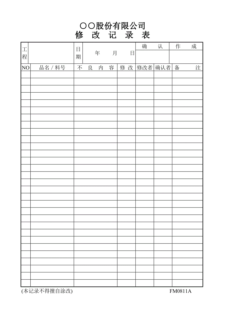 【施工组织设计】修改记录表_第1页