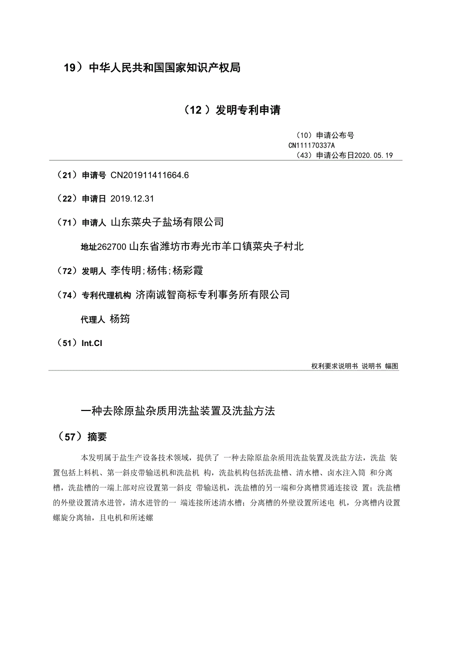 一种去除原盐杂质用洗盐装置及洗盐方法_第1页