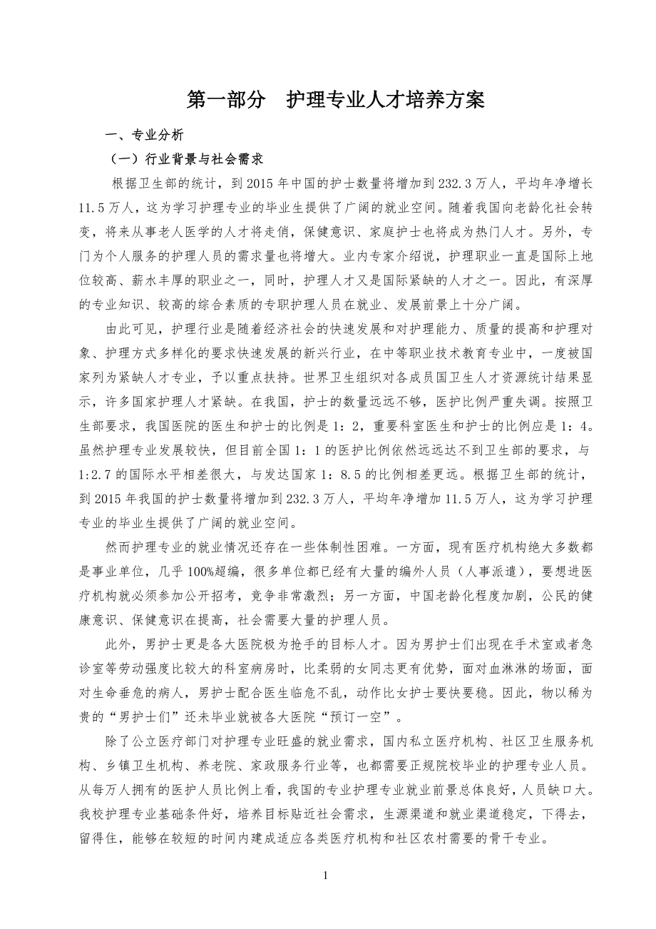 护理专业人才培养方案已排_第1页