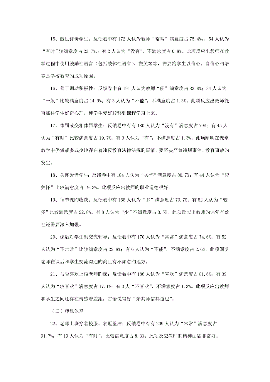 万杰朝阳学校教师课堂教学情况反馈报告调查报告日_第4页