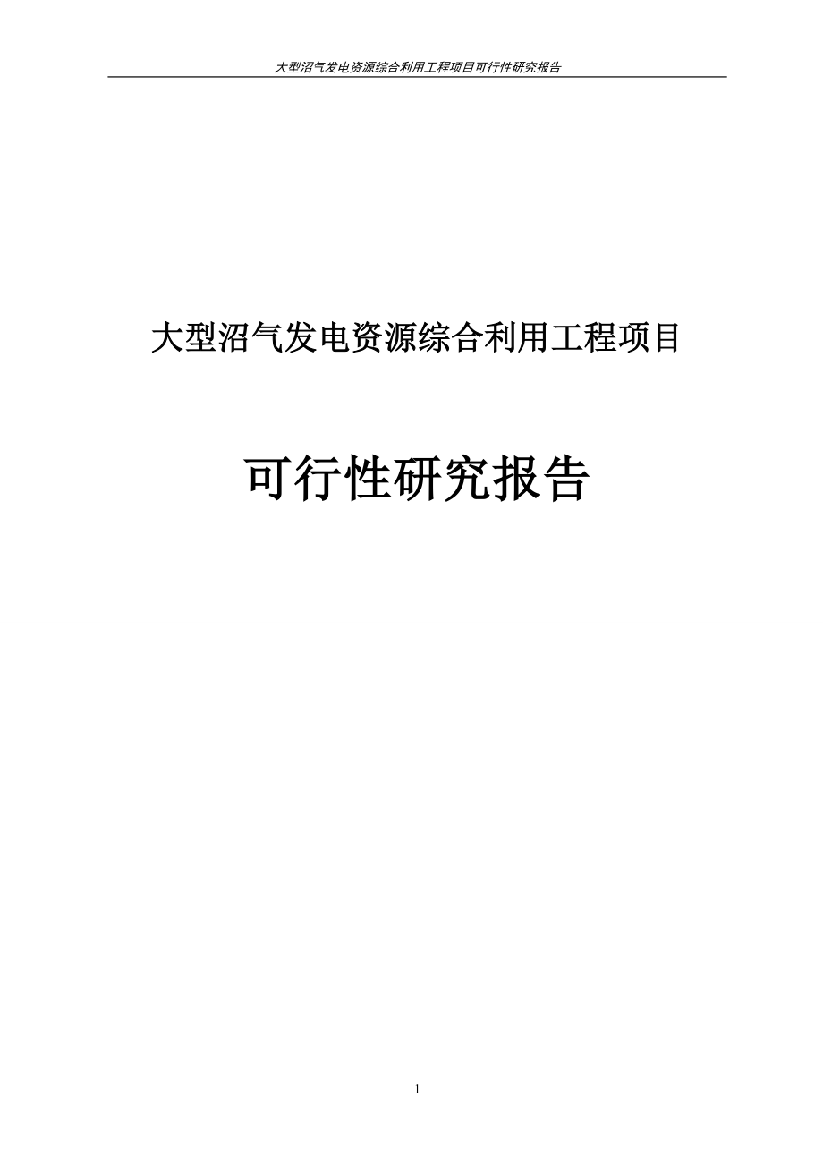 大型沼气发电资源综合利用工程项目可行性研究报告.doc_第1页