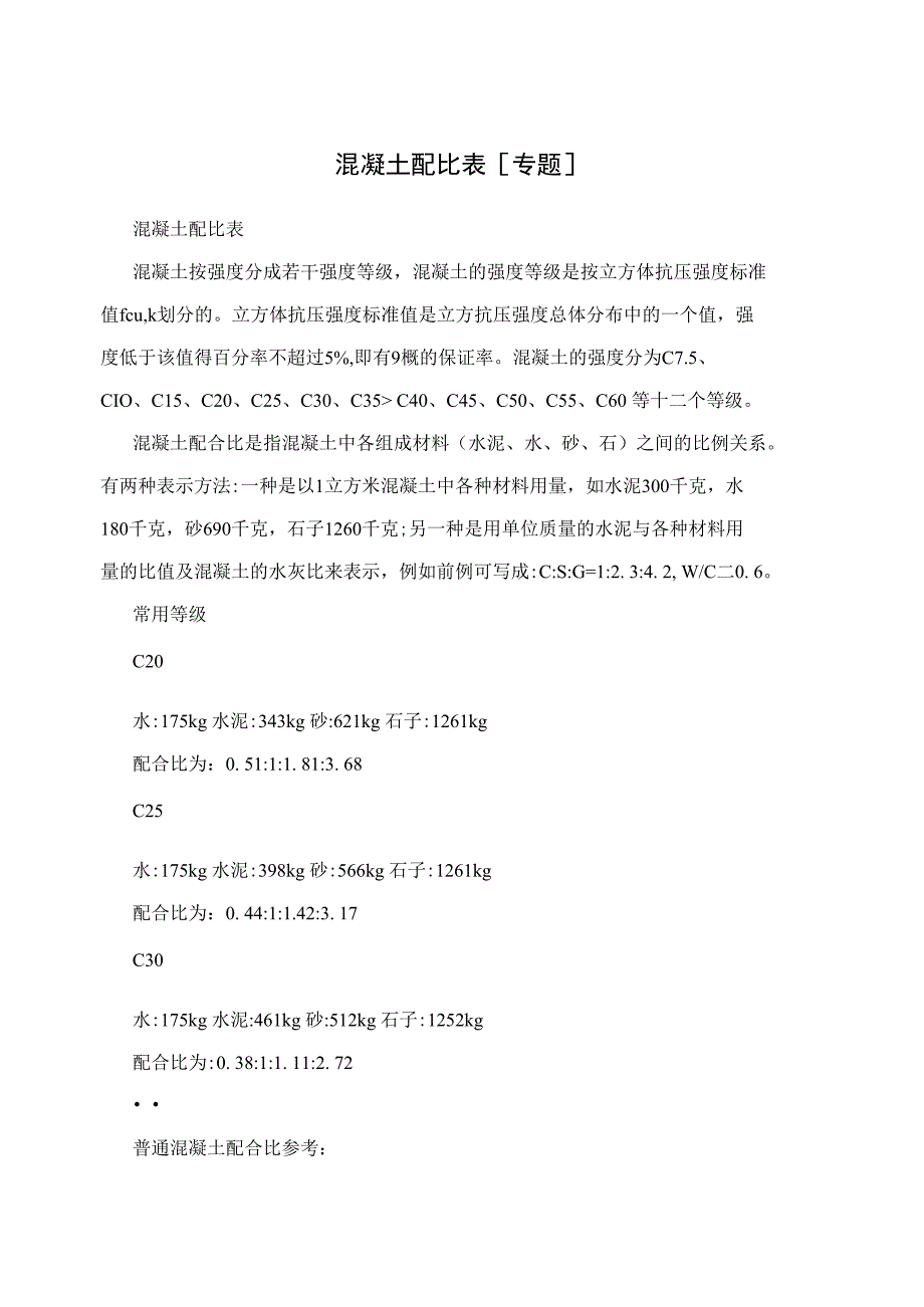 混凝土配比表专题_第1页
