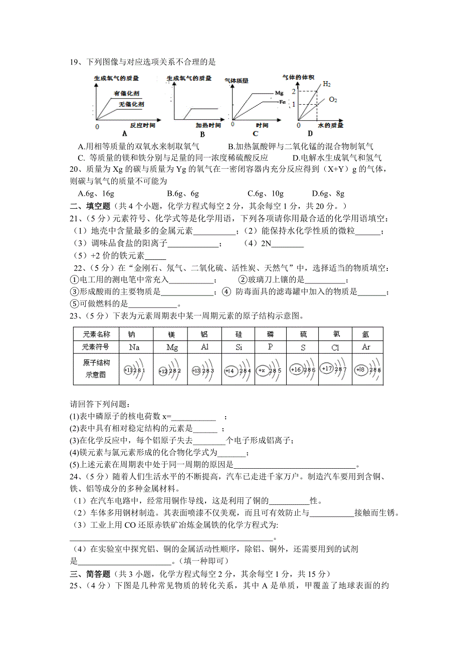 2014年下期郴州市期末质量检测试卷－九年级化学定稿_第3页