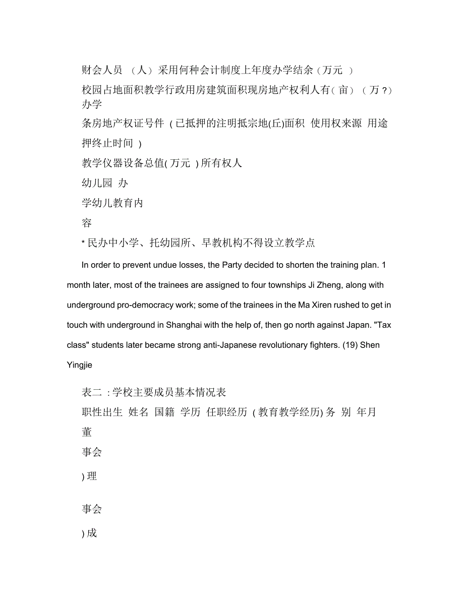 上海市民办幼儿园办学许可证申领登记表_第4页