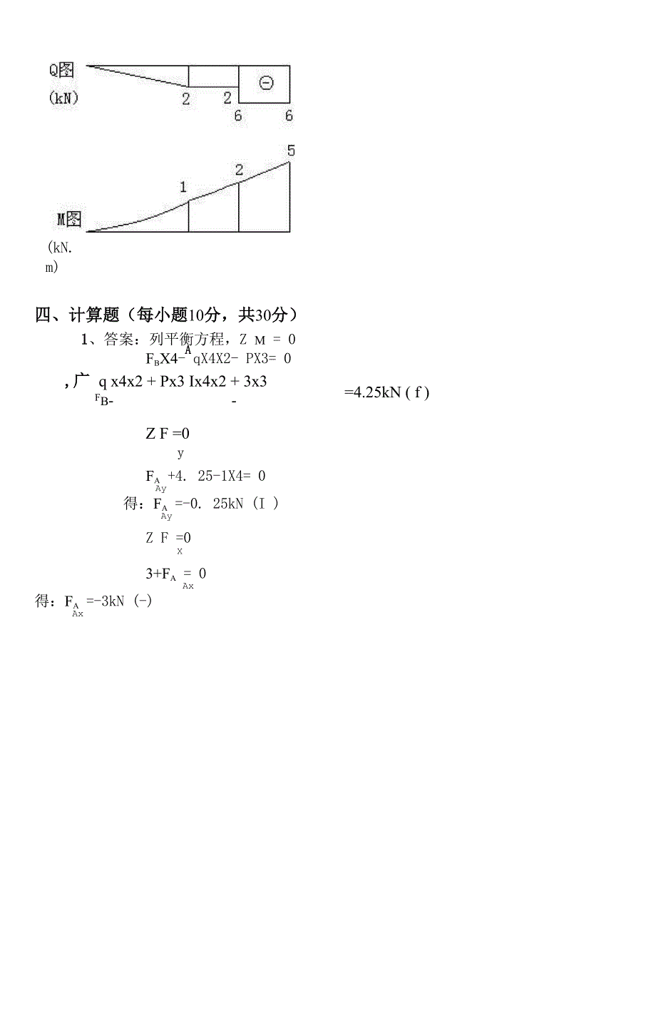 建筑力学试题B卷及答案_第4页