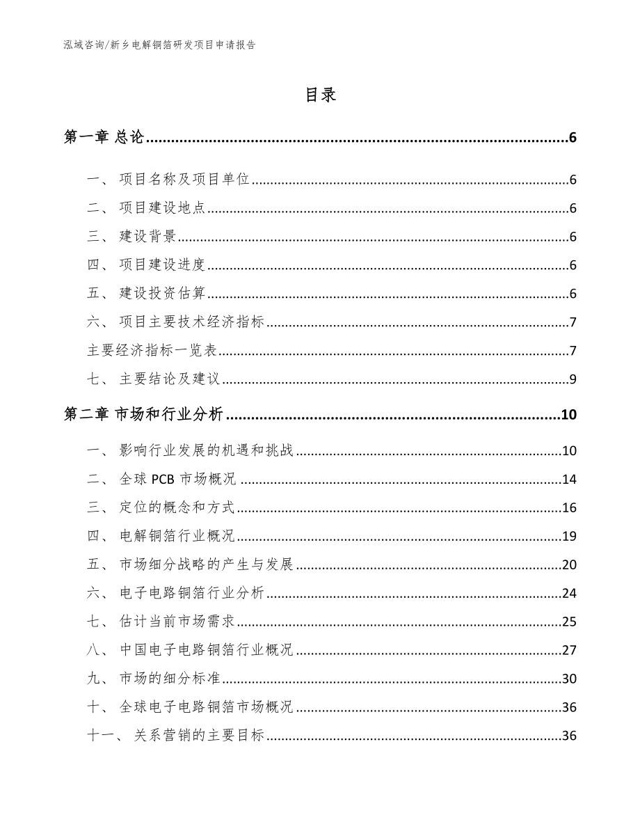 新乡电解铜箔研发项目申请报告_第1页