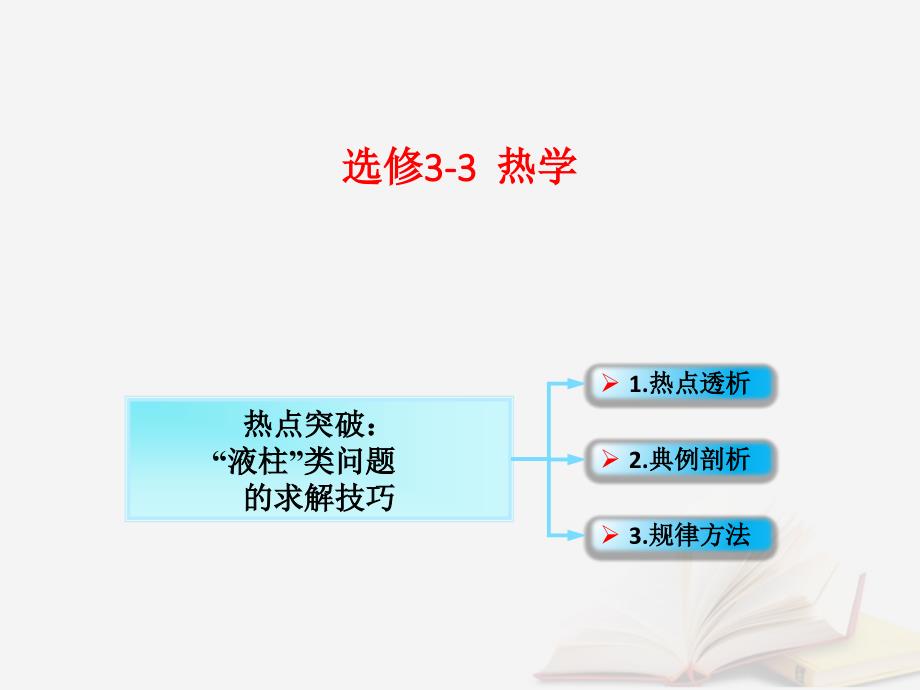 2018年高考物理一轮总复习 第4章 第2节&amp;ldquo;液柱&amp;rdquo;类问题的求解技巧课件 鲁科版选修3-3_第1页