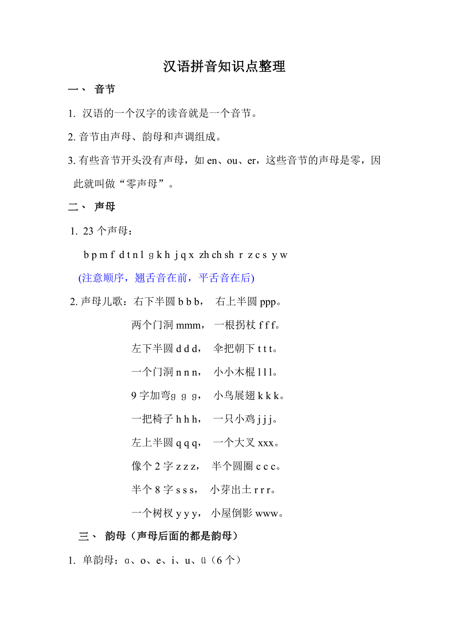 汉语拼音的知识点归纳_第1页