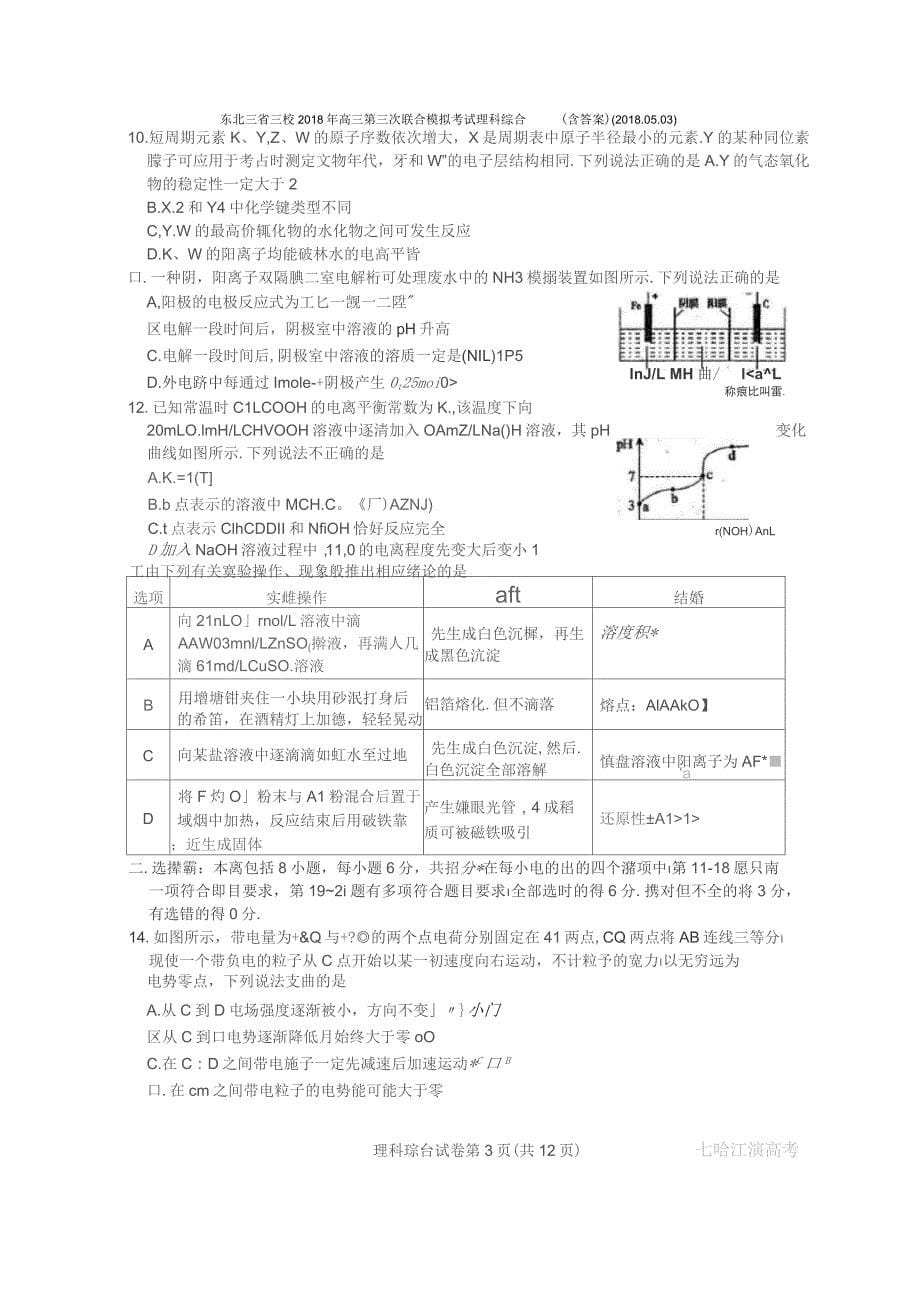 东北三省三校2018年高三第三次联合模拟考试理科综合(含答案)_第5页