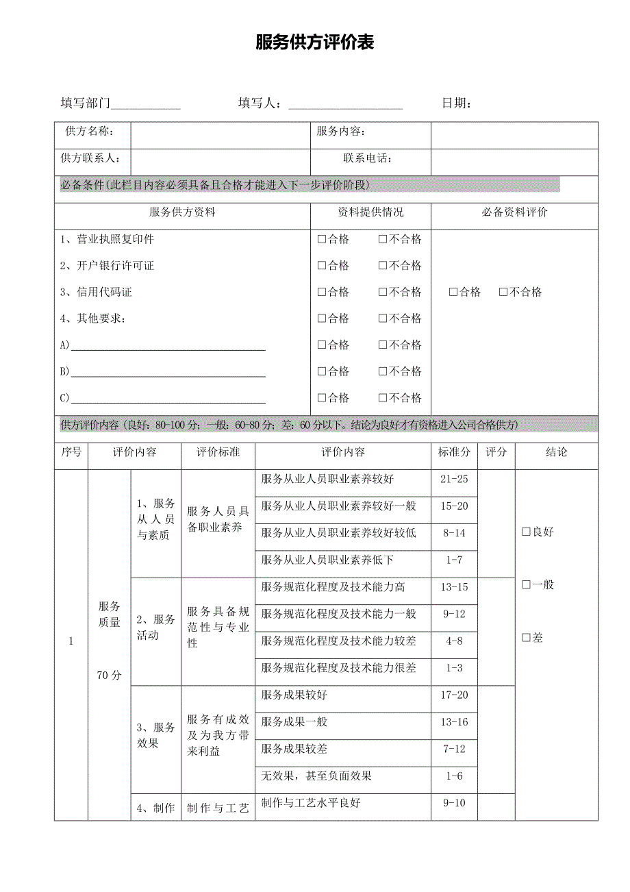 服务供方评价表_第1页