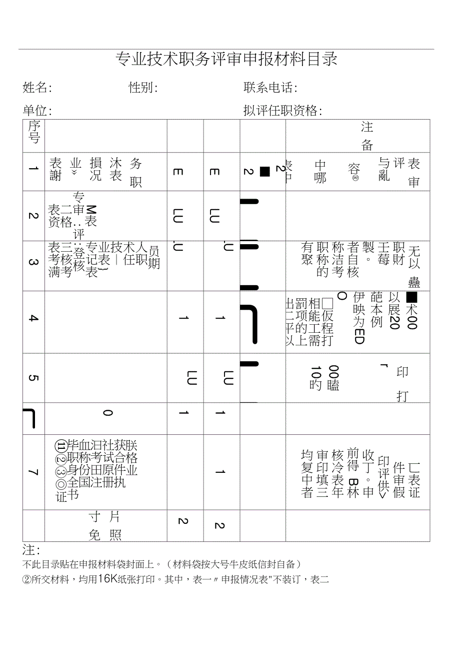 专业技术职务任职资格评审表初中级_第1页