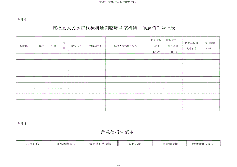 检验科危急值学习报告计划登记本.docx_第1页