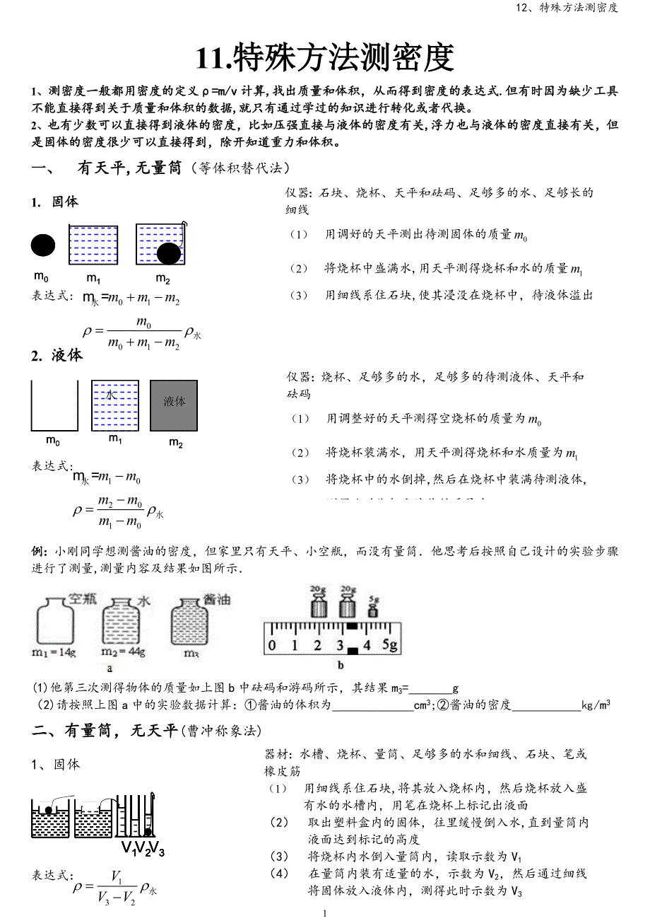 12、特殊方法测密度_第1页