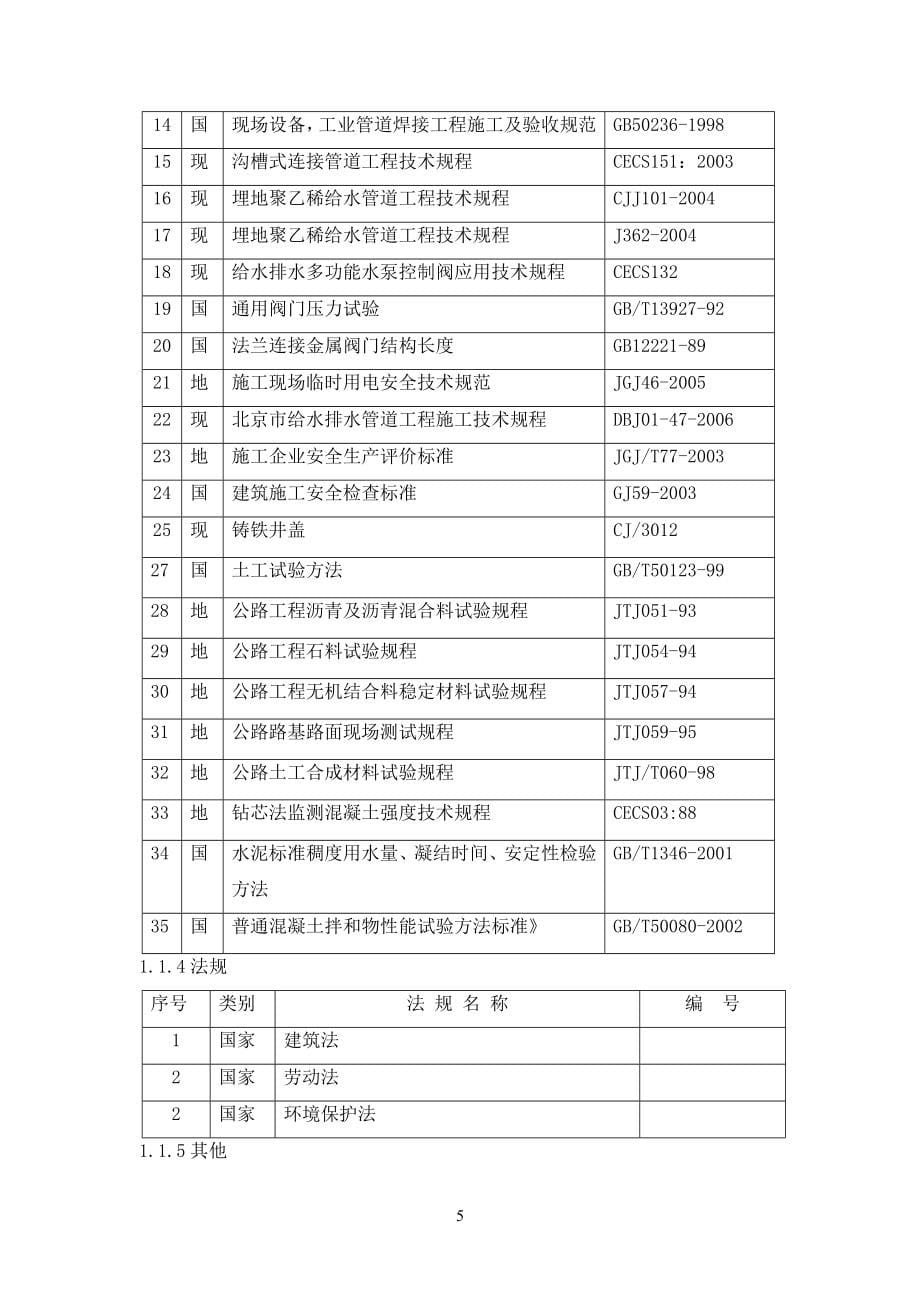 室外道路、给水、中水、雨污水工程施工组织设计_第5页