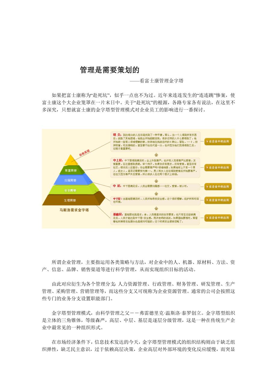 管理是需要策划的——看富士康管理金字塔_第1页