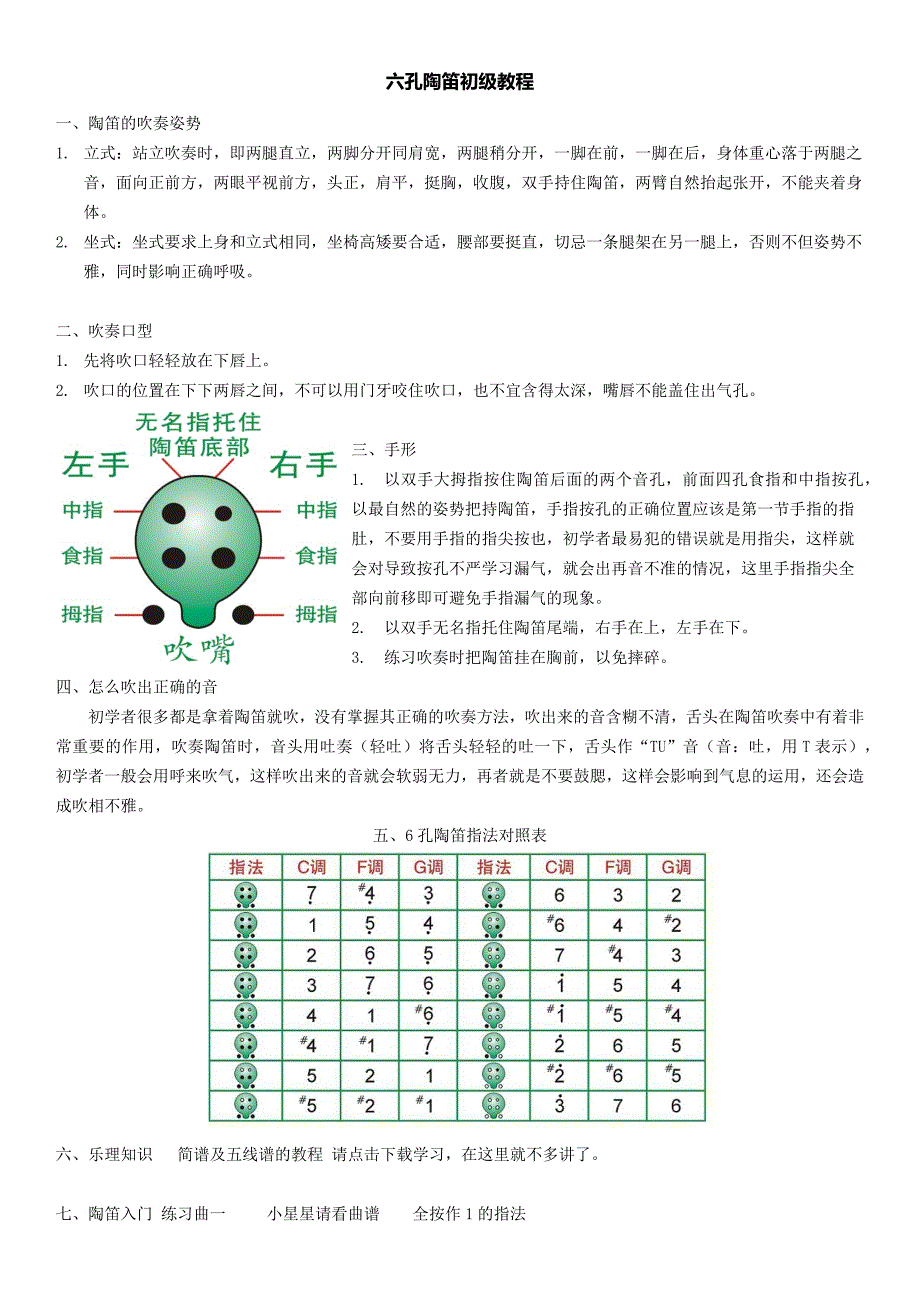 六孔陶笛初级教程_第1页