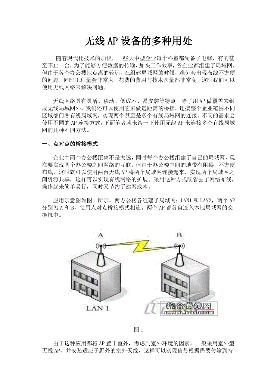 无线AP多种连接使用方式_第1页