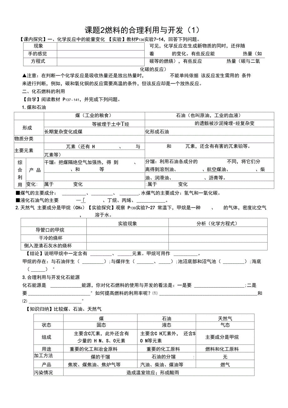 燃料合理利用与开发自主学习单_第1页