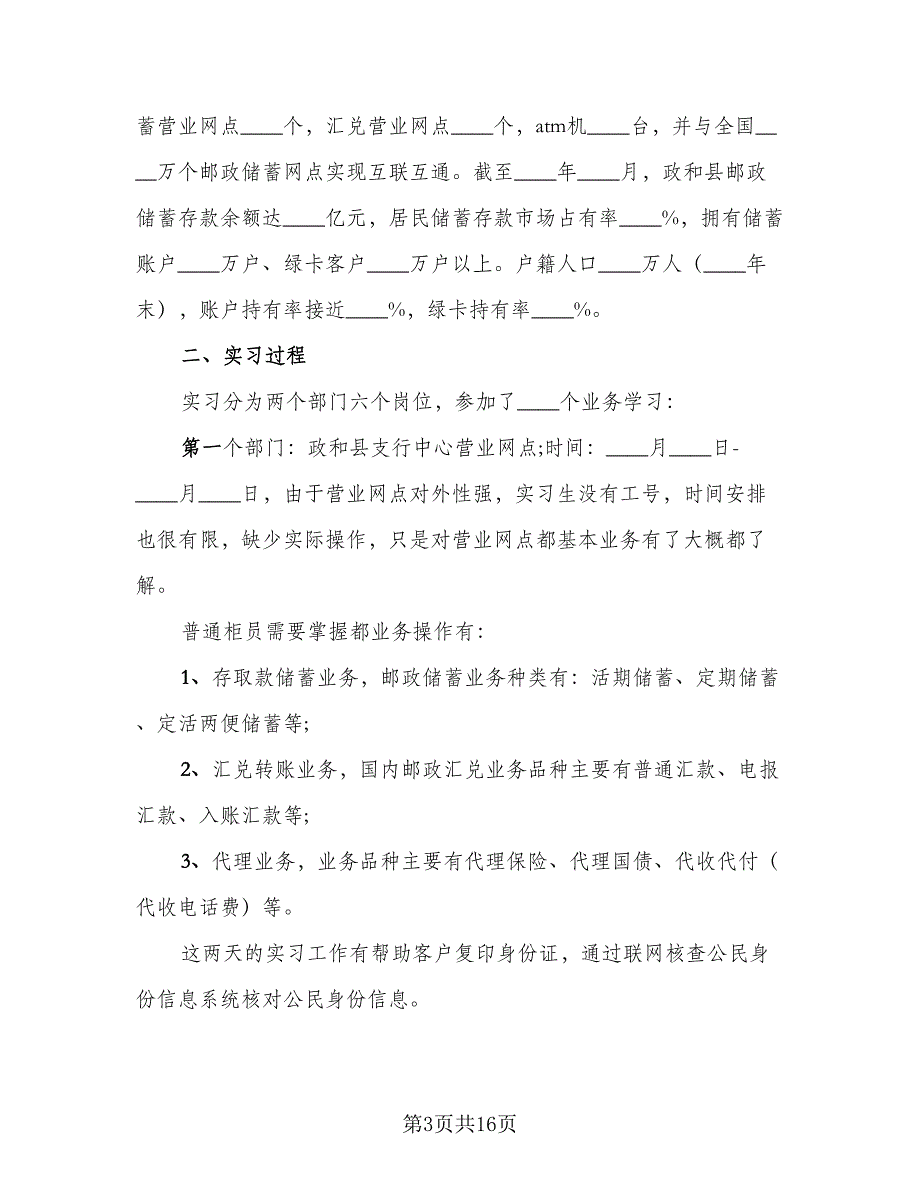 毕业生银行实习总结标准模板（3篇）.doc_第3页