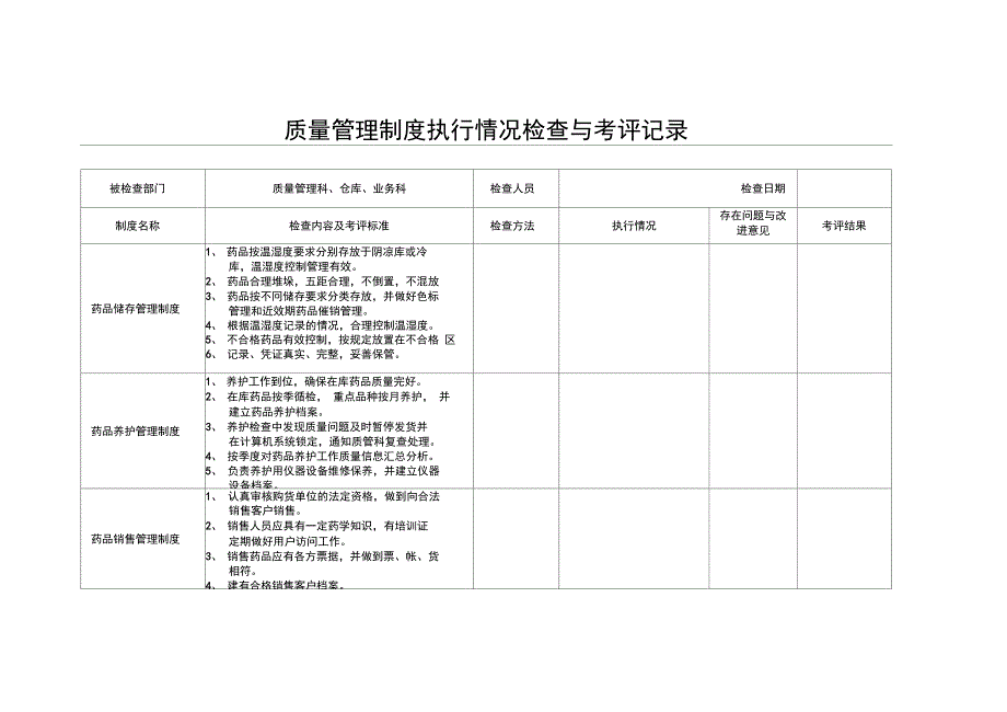 2014高质量管理系统规章制度执行情况检查与考评记录簿_第4页