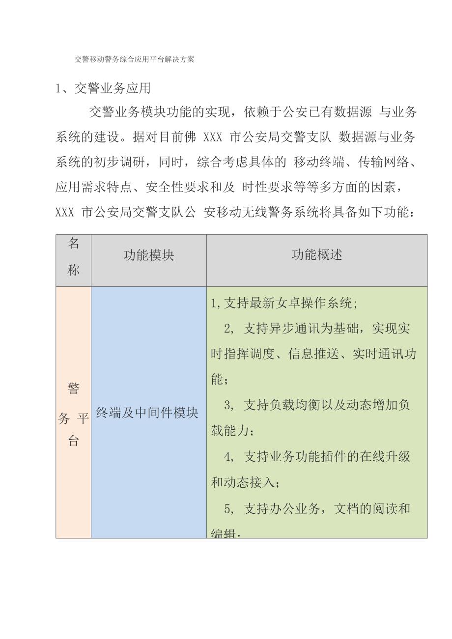 交警移动警务综合应用平台建设方案_第1页