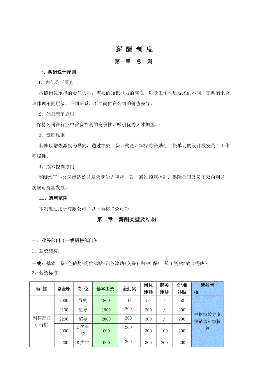 珠宝公司薪酬制度_第1页