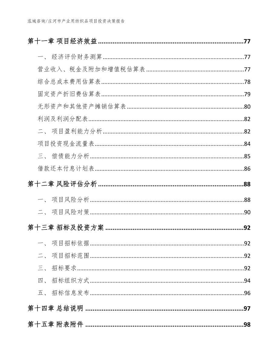 庄河市产业用纺织品项目投资决策报告（模板参考）_第5页