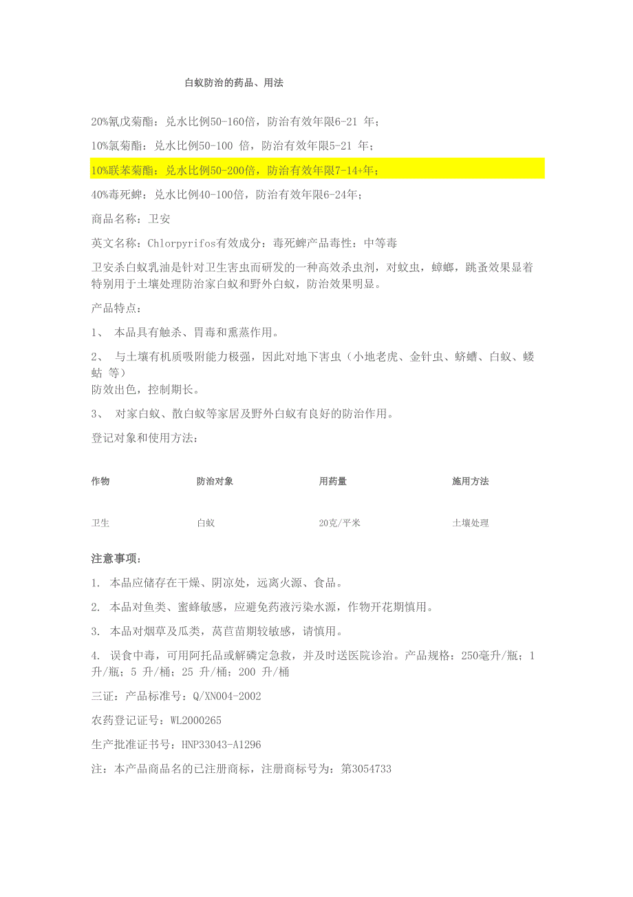 白蚁防治的药品用法_第1页