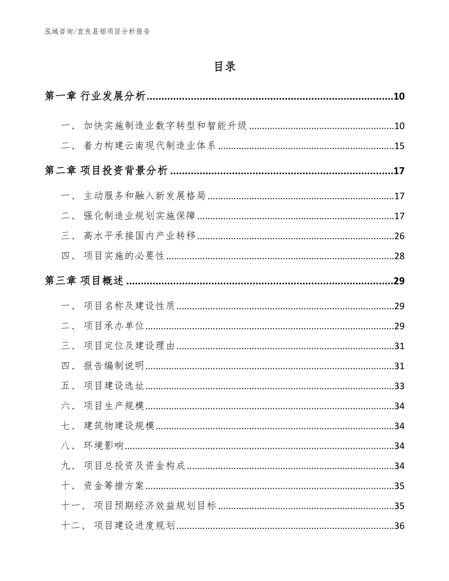 宜良县铝项目分析报告模板参考_第2页