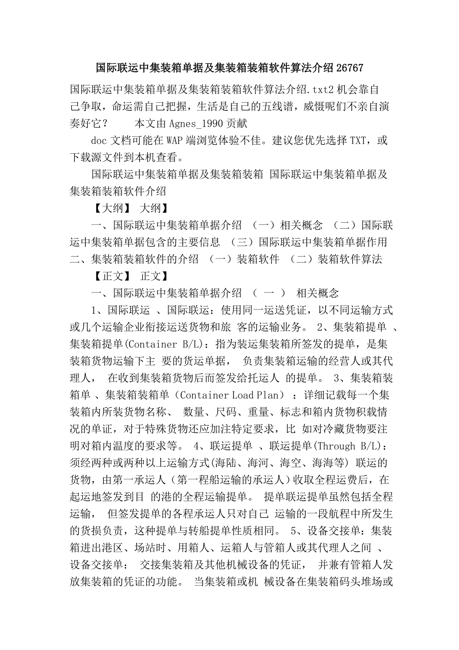 国际联运中集装箱单据及集装箱装箱软件算法介绍26767.doc_第1页