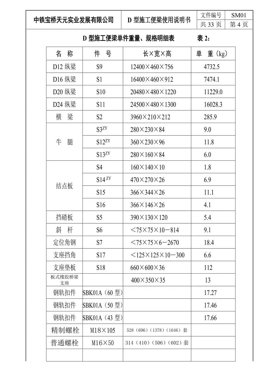 D型施工便梁使用说明书新版图纸_第5页