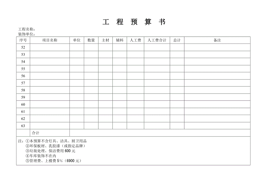 工程预算模板_第4页