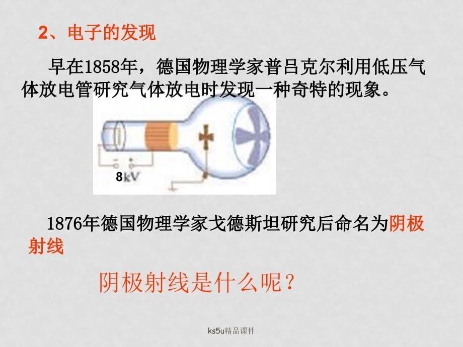 高中物理：2.1电子的发现与汤姆孙模型 课件（鲁科版选修35）_第5页