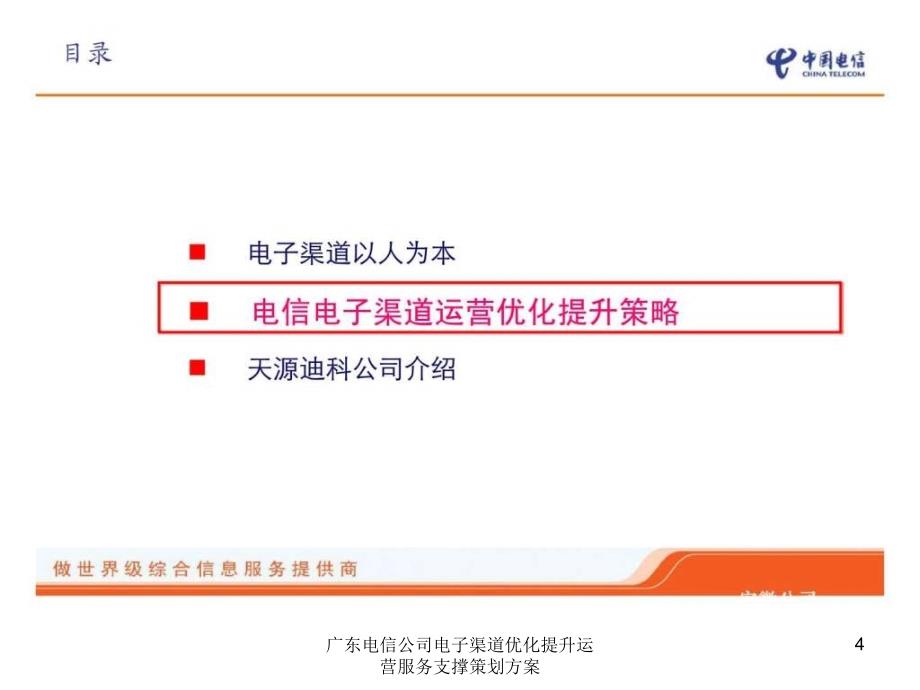 广东电信公司电子渠道优化提升运营服务支撑策划方案课件_第4页