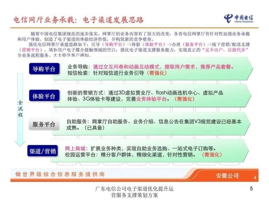 广东电信公司电子渠道优化提升运营服务支撑策划方案课件_第5页