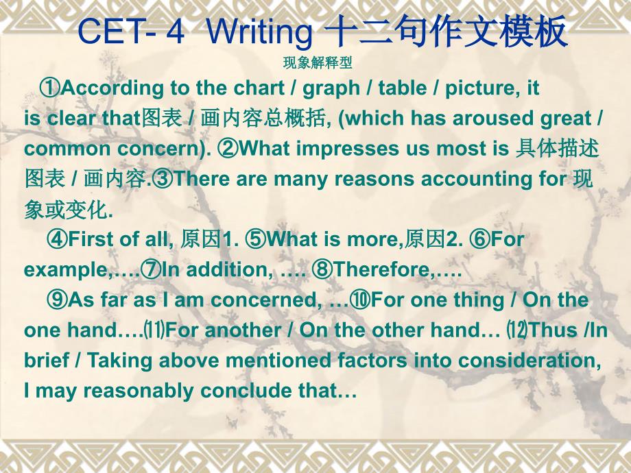 CET4Writing十二句作文模板_第1页