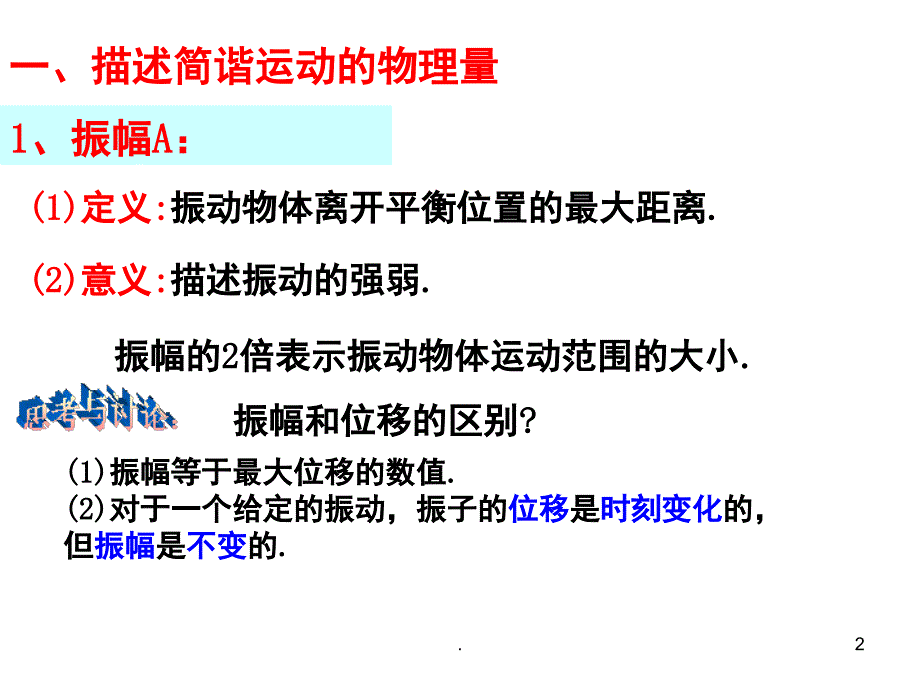 描述简谐运动的物理量PowerPoint演示文稿_第2页