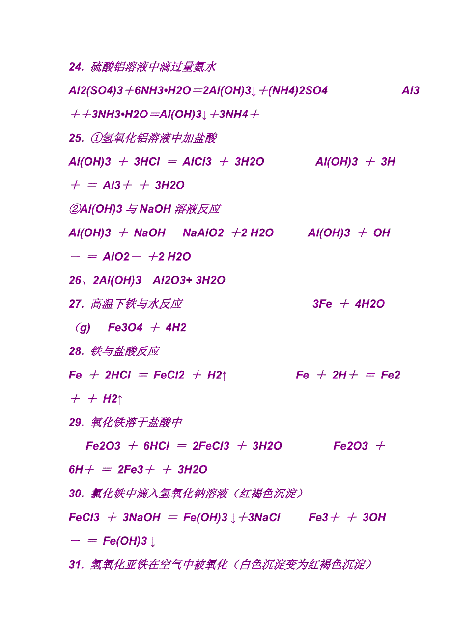 高一化学金属钠反应方程式总结_第4页