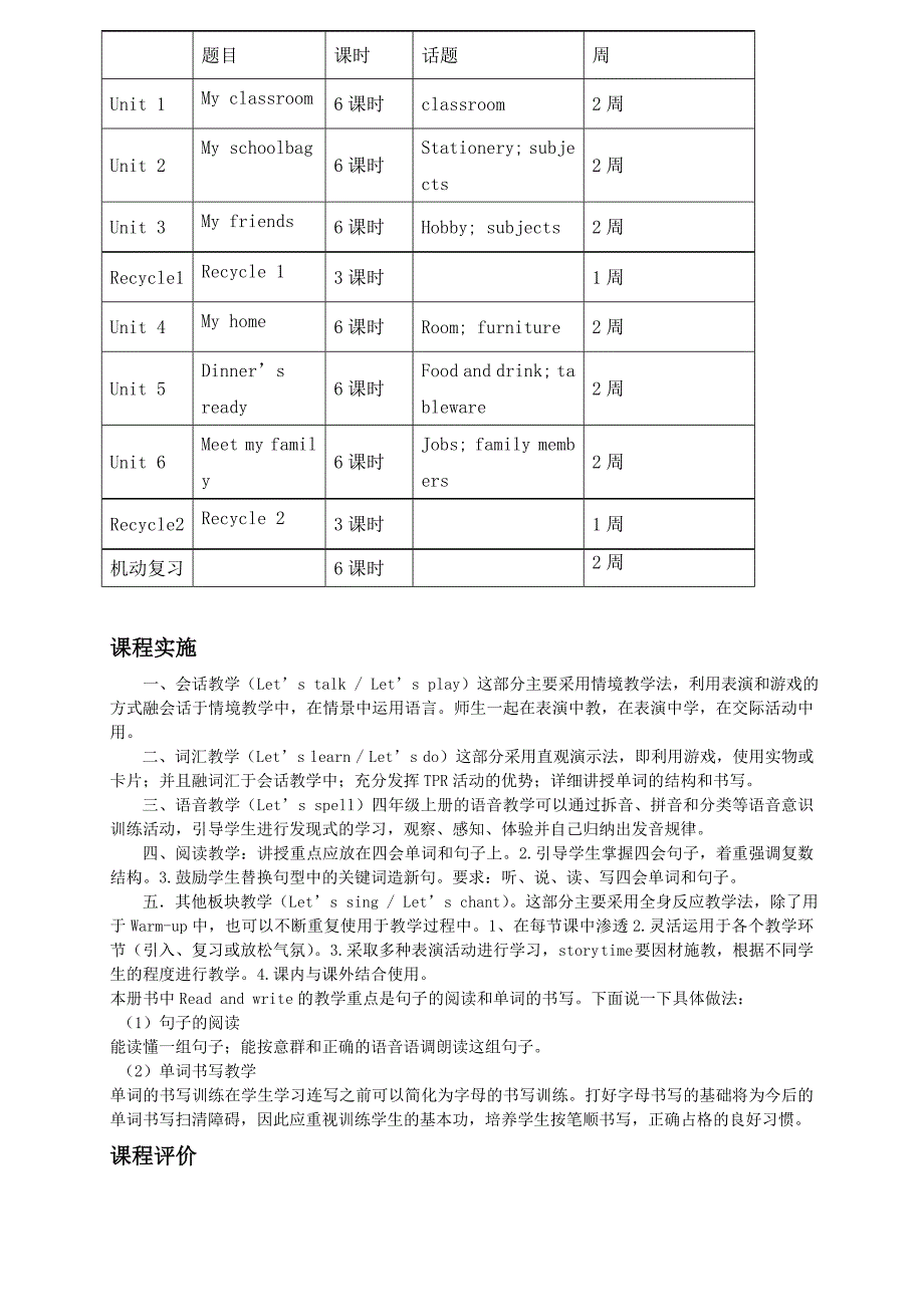 pep四年级英语上册课程纲要_第2页