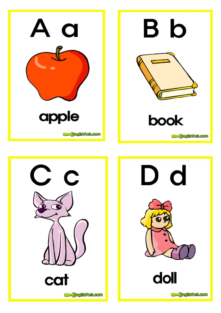 小学英语字母卡片(图片)带简单单词_第1页