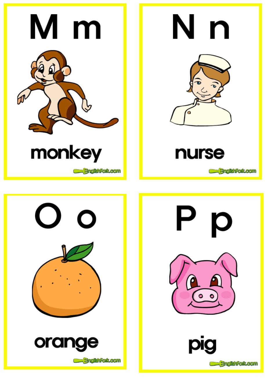小学英语字母卡片(图片)带简单单词_第4页