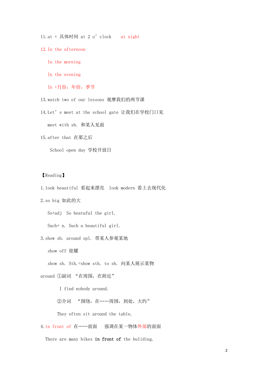 七年级英语上册Unit3Welcometoourschool重要知识点新版牛津版_第2页