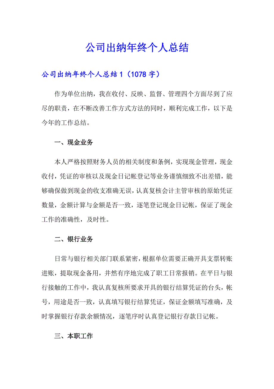 公司出纳年终个人总结_第1页