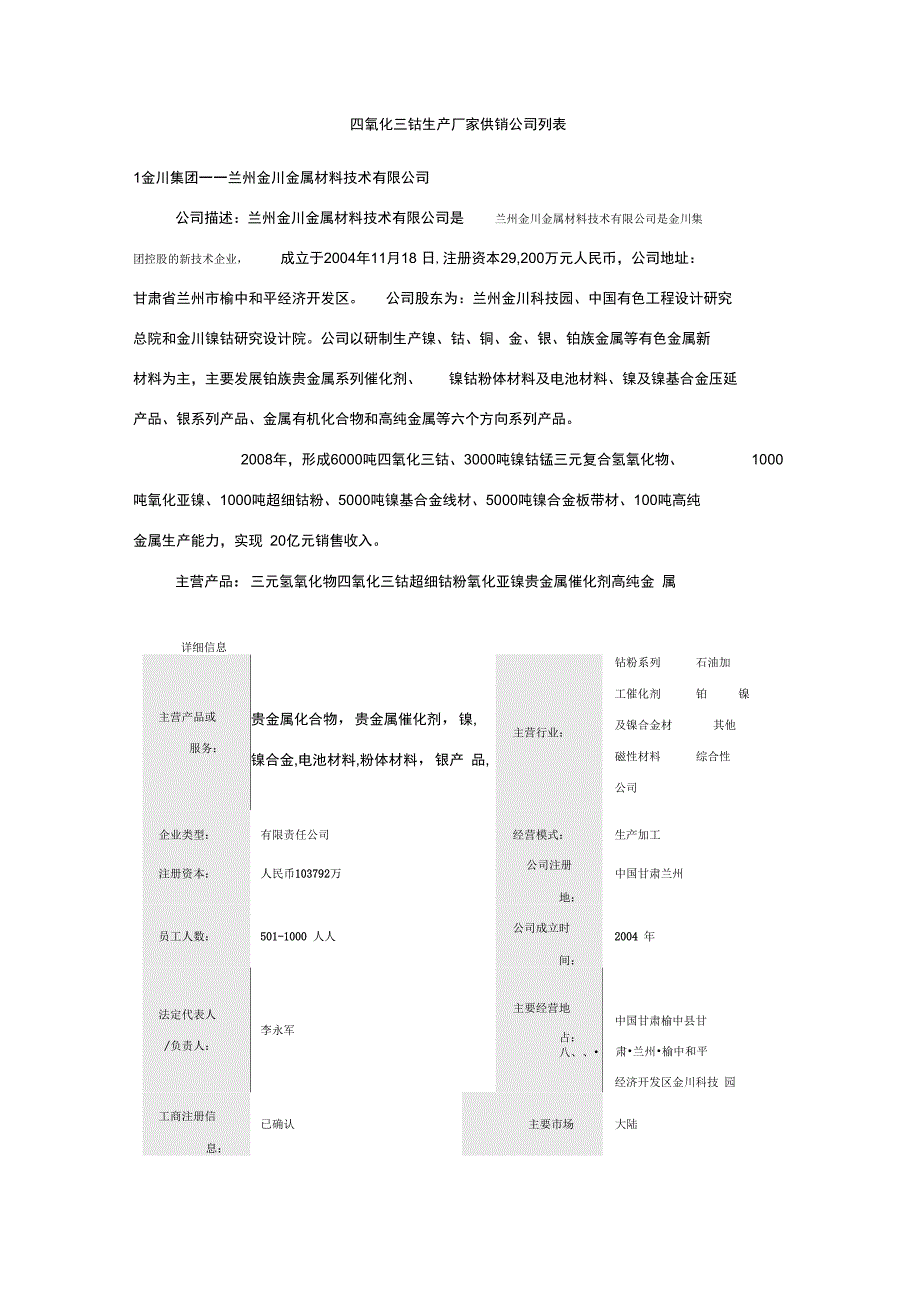 四氧化三钴主要生产企业_第1页