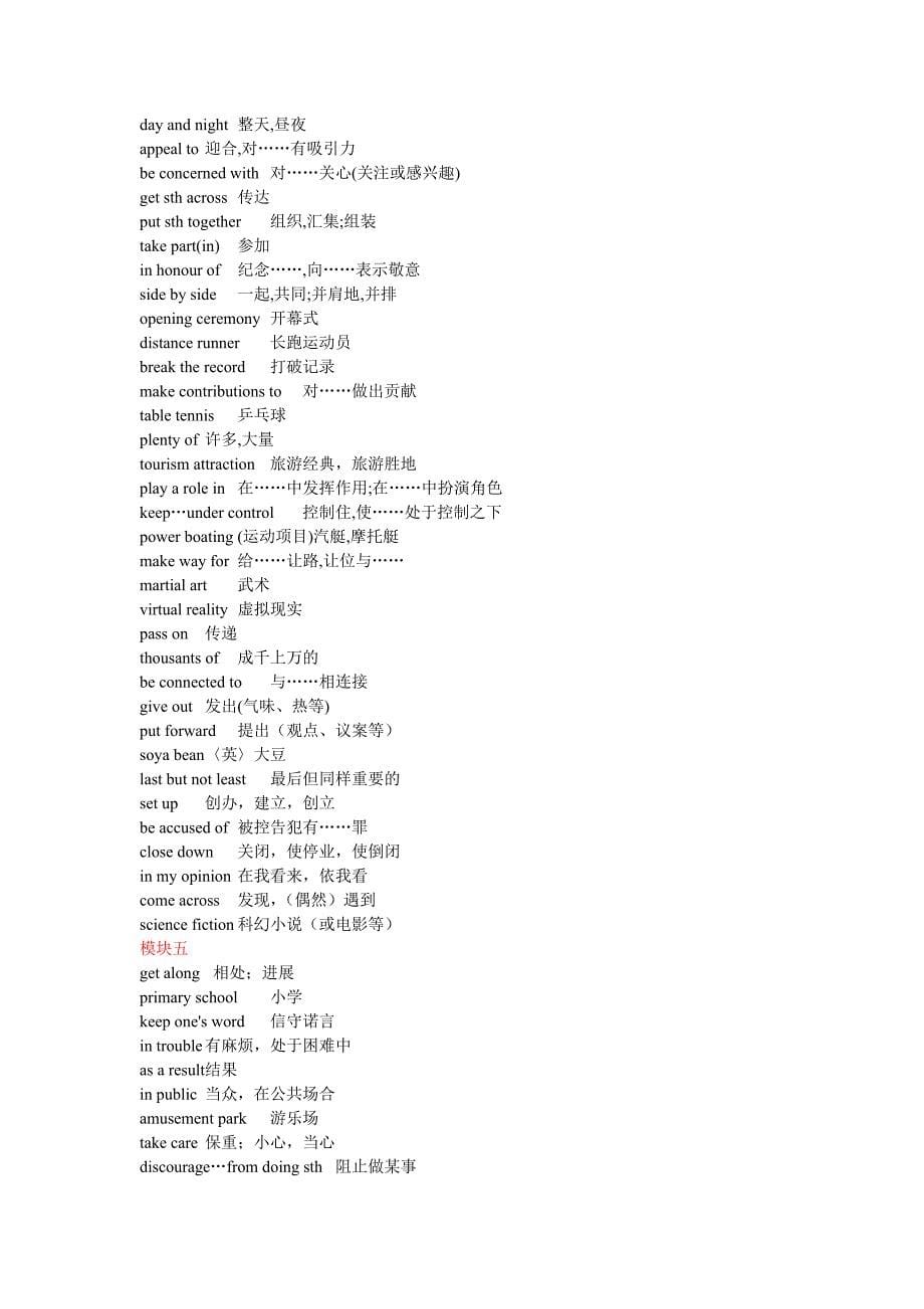 牛津版高中英语模块1-11词汇表词组汇总.doc_第5页