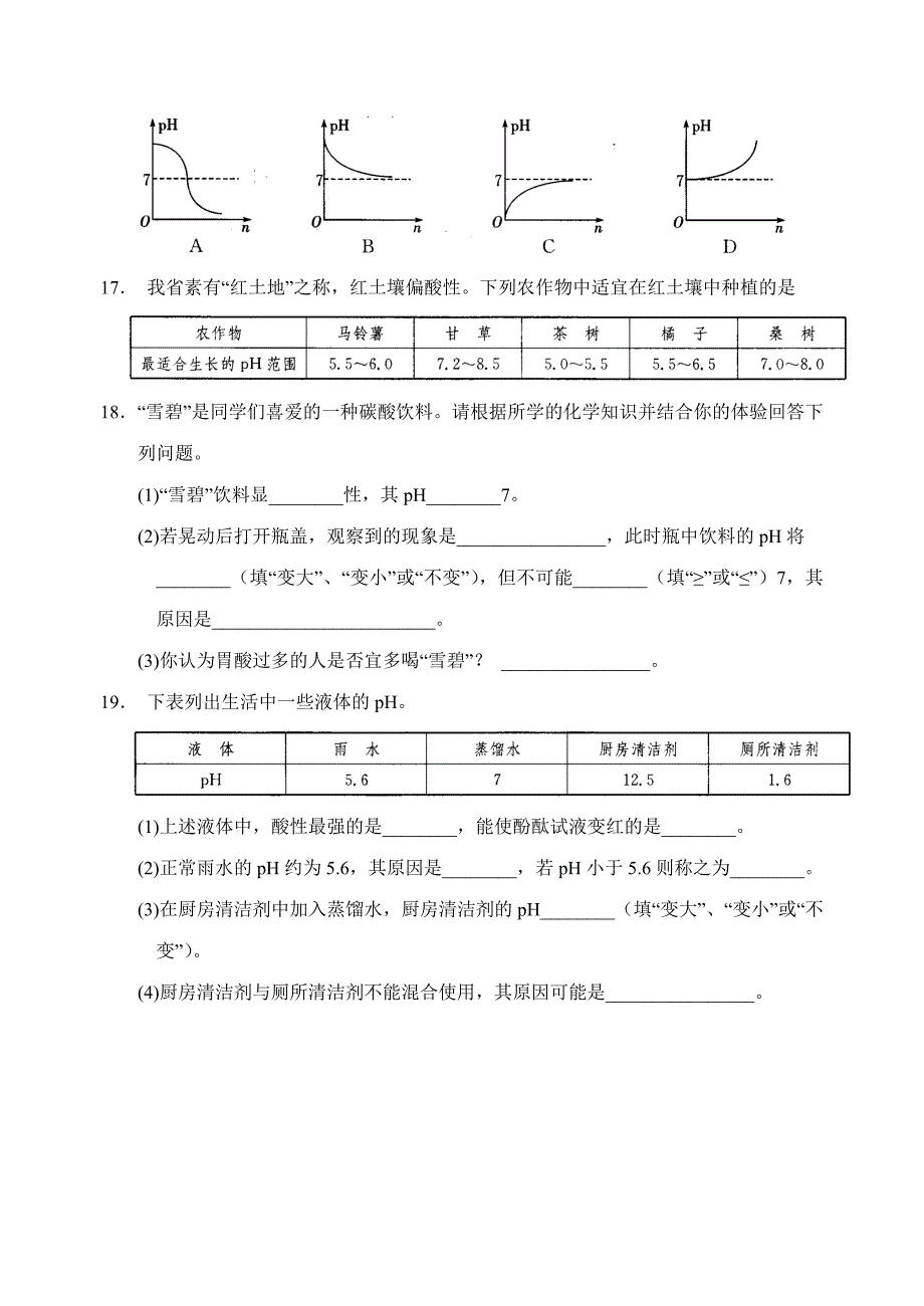 [最新]沪教版九年级化学专题汇编：第七章 溶液的酸碱性_第4页