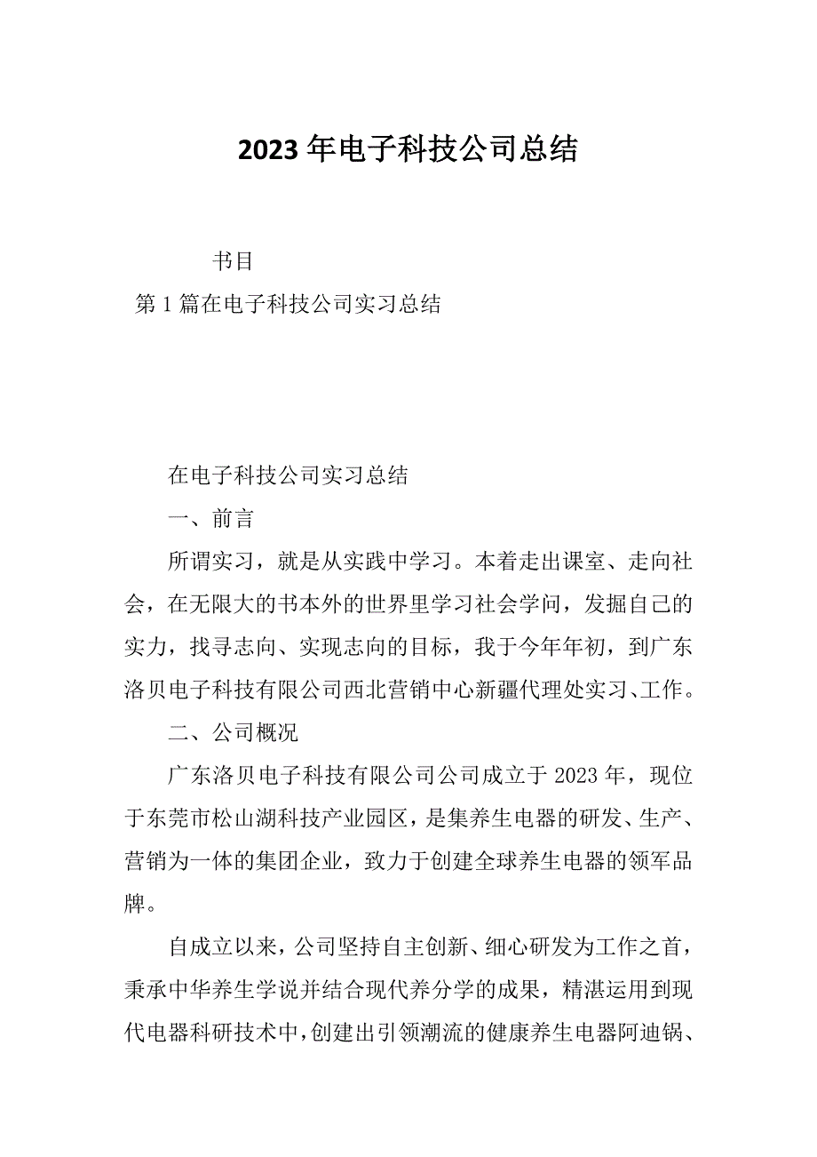 2023年电子科技公司总结_第1页