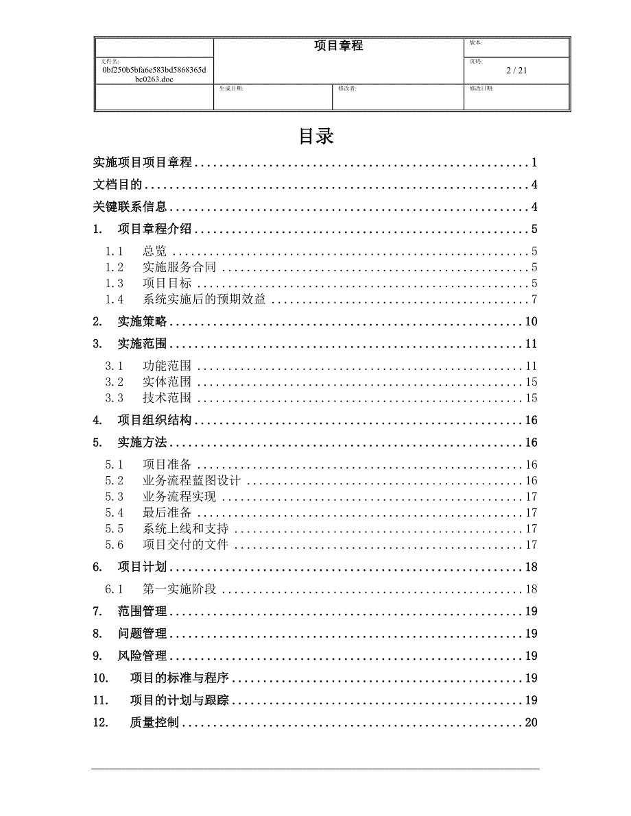 实施项目项目章程_第2页