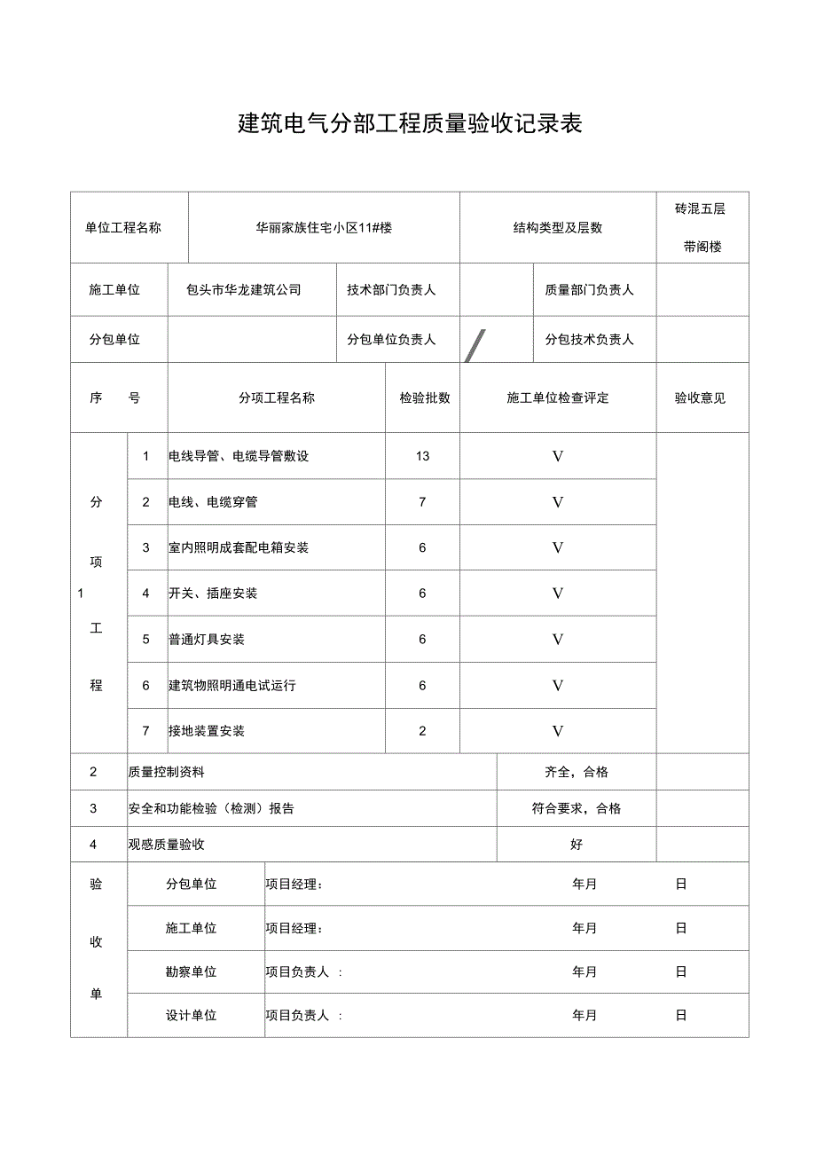 建筑电气分部工程质量验收记录表_第1页